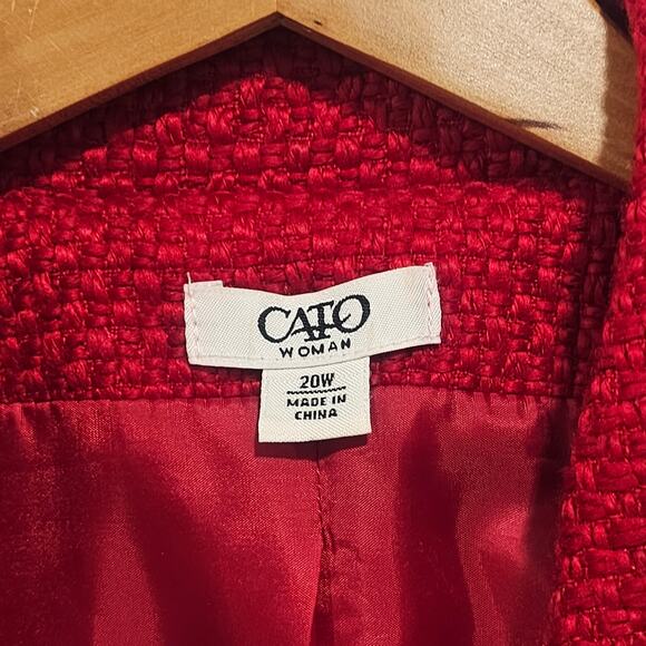Cato Women Size 2X Red Waffle Weave Ruffle Collared Jacket Lined Professional - Picture 2 of 8